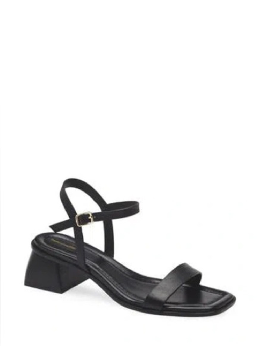 Reformation Stephanie Black Strappy Low Block Heel Sandals